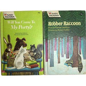 Will You Come To My Party & Robber Raccoon Wonder Books Easy Reader Lot of 2 VTG